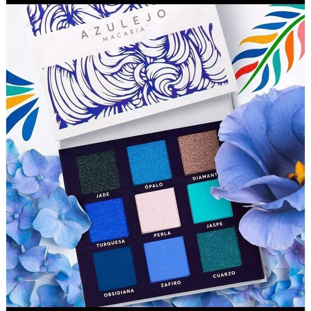 Turquoise Eyeshadow Palette, Azulejo By Macaria Beauty, 9 Beautiful Shades